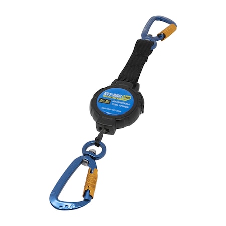 Key-Bak Pro Tool Tether 2 lb, 46 in. Reach, Black Dacron Cord, Carabiner Anchor Attach, Carabiner Tool Attach 0KB6-2A223